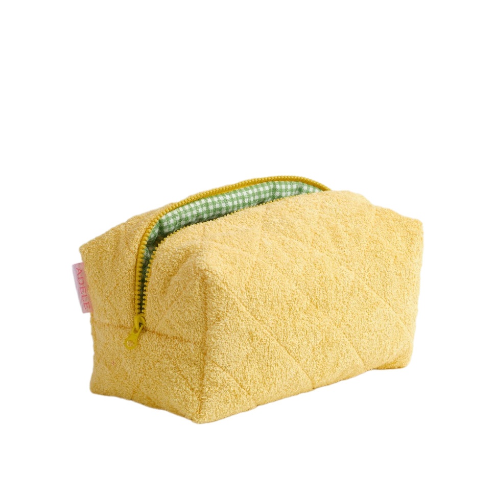 Косметичка махровая Желтая зеленая клетка
