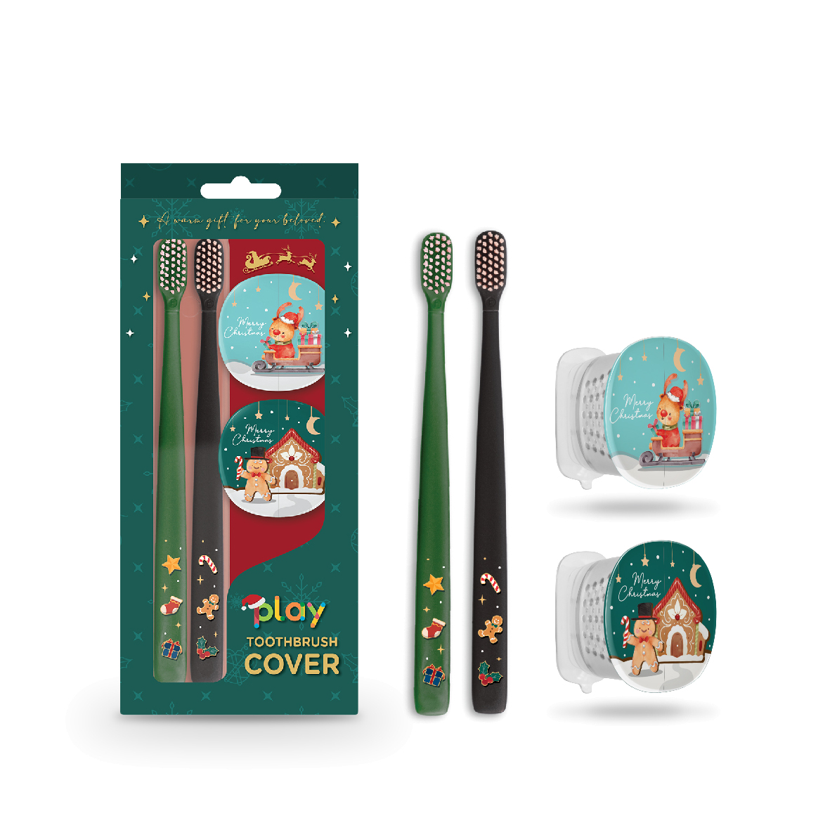 Набор лимитированный новогодний Xmas 2 щетки зелёная + чёрная купить в VISAGEHALL