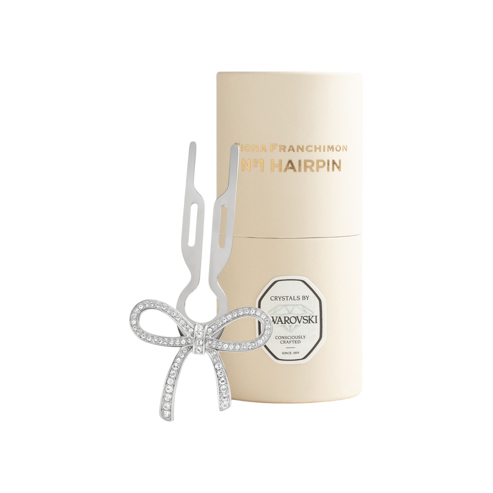 Заколка-бант металлическая Swarovski White Gold Steel Бриллиант Hairpin No1