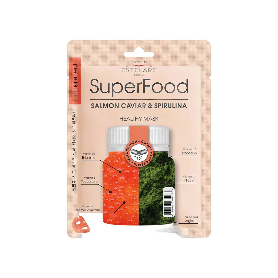 Маска тканевая Икра Лосося и Спирулина Superfood 